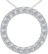 Central Diamond Center Sterling Silver Circle of Life Pendant Necklace – 5.00 Carat Cubic Zirconia (27 Stones, 3.50mm Each) – 925 Silver, 5g – Eternal Love Jewelry for Women