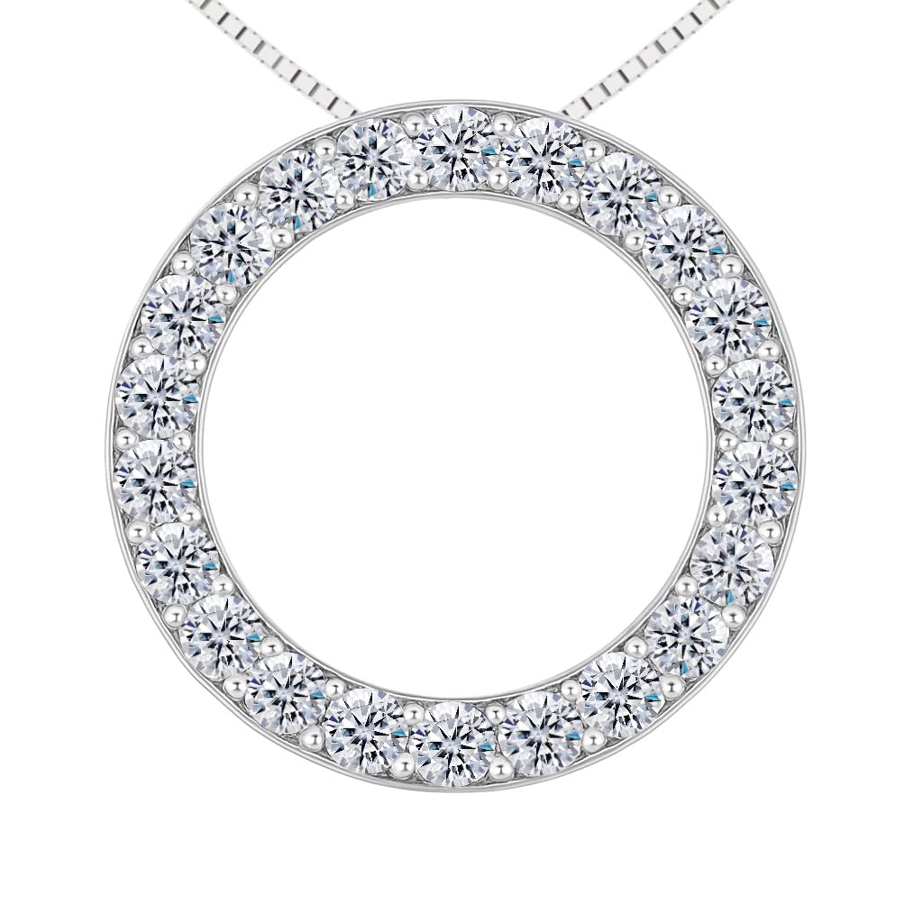 Central Diamond Center Sterling Silver Circle of Life Pendant Necklace – 5.00 Carat Cubic Zirconia (27 Stones, 3.50mm Each) – 925 Silver, 5g – Eternal Love Jewelry for Women