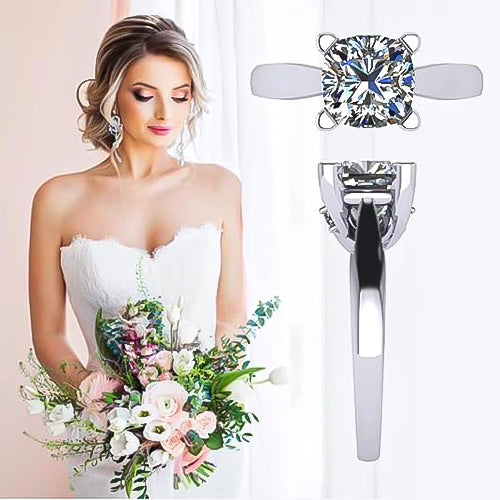 NANA Jewels 1to4ct Simulated Diamond Engagement ring Cushion Solitaire Lucita Cz & Silver