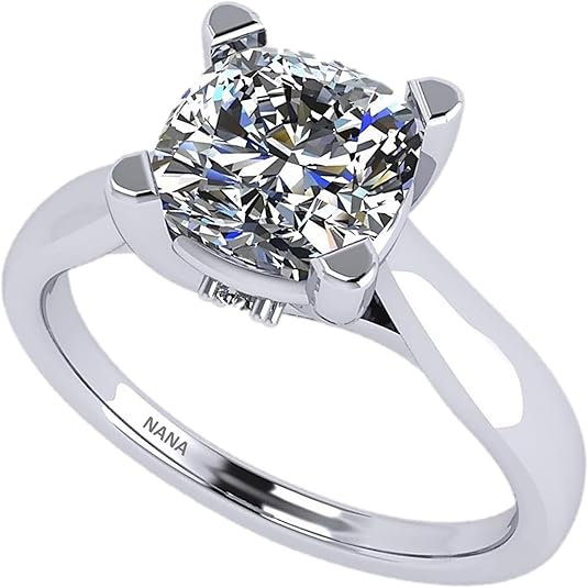 NANA Jewels Lucita Princess, Cushion Cut Solitaire Wedding Engagement Ring Series in 14K Gold w/Pure Brilliance Zirconia Simulated Diamond(B)
