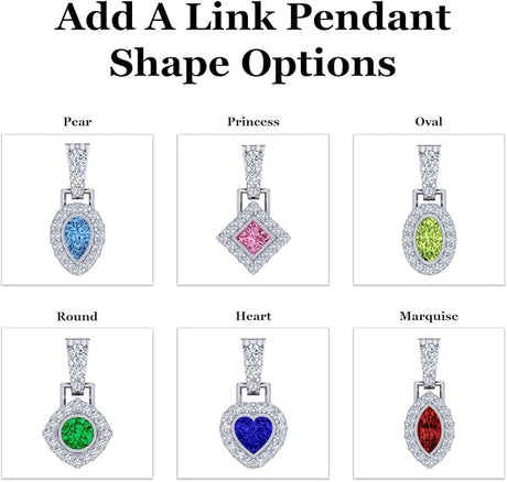 Sterling Silver Add-A-Link Mix & Match Simulated Birthstone Pendant, Necklace w/ 22" Adjustable Box Chain