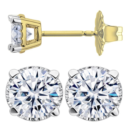 0.20ct-0.30ct CVD-Lab-Grown Diamond Stud Earrings (E-F, VS-SI), Solid 14K Gold & Silver, Threaded or Friction Post