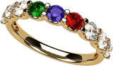 Central Diamond Center U'r Family Ring w/ 1 to 9 Simulated Birthstones in Sterling Silver, 10k, 14K Gold, Mothers Rings