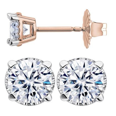 0.20ct-0.30ct CVD-Lab-Grown Diamond Stud Earrings (E-F, VS-SI), Solid 14K Gold & Silver, Threaded or Friction Post