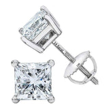 Central Diamond Center Princess Cut CVD Lab-grown Diamond Stud Earrings 14K solid Gold from 0.20ct to 2.00ct E-F VS-SI