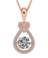 Heart & Pear Dancing Gemstone Necklace for Women 925 Sterling Silver & Pure Brilliance Zirconia