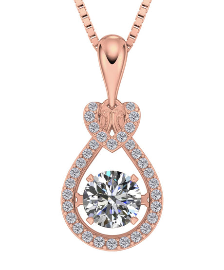 Heart & Pear Dancing Gemstone Necklace for Women 925 Sterling Silver & Pure Brilliance Zirconia