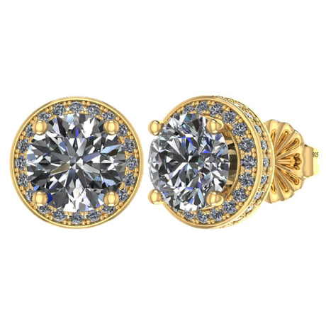 Round Halo Stud Earrings 0.85cttw-4.50cttw in Sterling Silver w/Pure Brilliance Zirconia, Hypoallergenic
