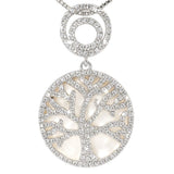 Central Diamond Center Sterling Silver Tree of Life Pendant Necklace or Earrings with CZ and Mother of Pearl – Gift for Women