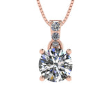 4 Prong Round Solitaire Simulated Diamond Necklace in Solid Sterling Silver with Pure Brilliance Zirconia