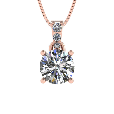 4 Prong Round Solitaire Simulated Diamond Necklace in Solid Sterling Silver with Pure Brilliance Zirconia