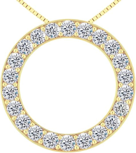 Central Diamond Center Sterling Silver Circle of Life Pendant Necklace – 5.00 Carat Cubic Zirconia (27 Stones, 3.50mm Each) – 925 Silver, 5g – Eternal Love Jewelry for Women