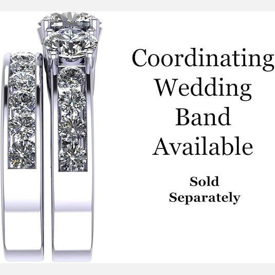 Central Diamond Center 3 Stone Past Present Future Ring your choice Gold-Silver Cz-2.50ctw & 3.50ctw