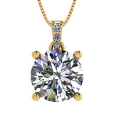 4 Prong Round Solitaire Simulated Diamond Necklace in Solid Sterling Silver with Pure Brilliance Zirconia