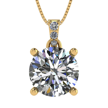 4 Prong Round Solitaire Simulated Diamond Necklace in Solid Sterling Silver with Pure Brilliance Zirconia