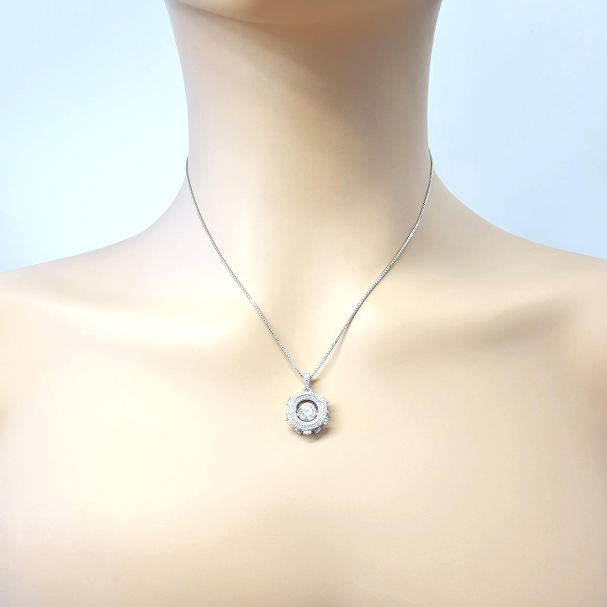 925 Sterling Silver Pure Brilliance CZ drum pendant.