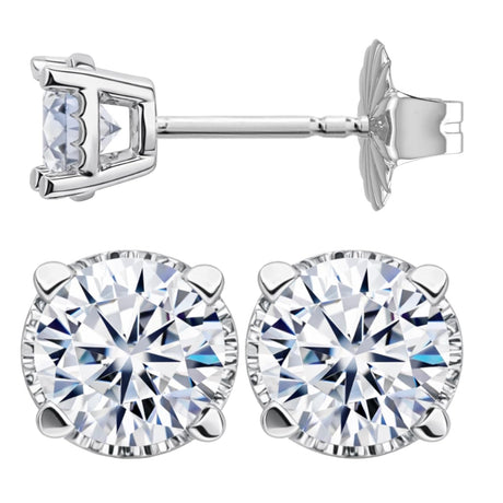 0.20ct-0.30ct CVD-Lab-Grown Diamond Stud Earrings (E-F, VS-SI), Solid 14K Gold & Silver, Threaded or Friction Post