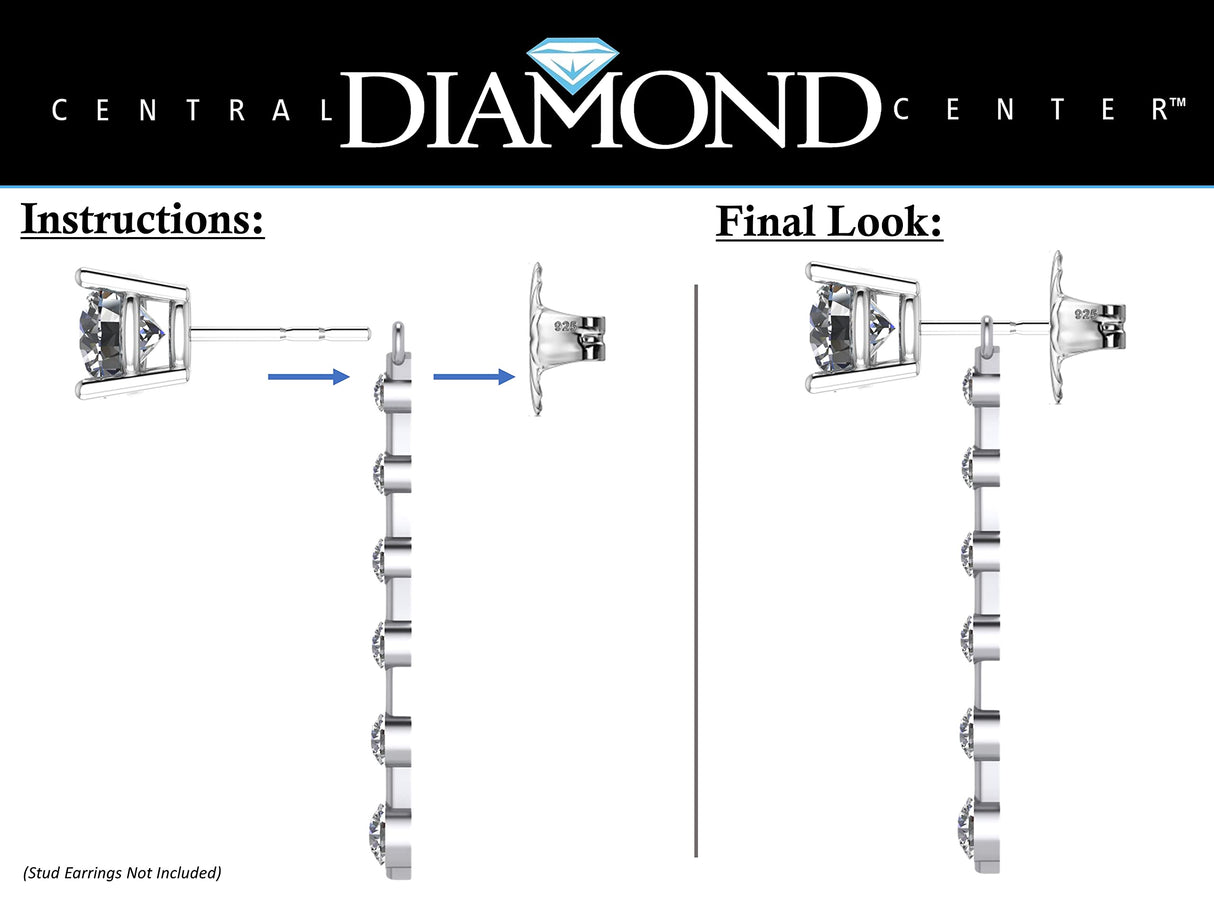 Earring Jacket for Stud Earrings in Solid 925 Sterling Silver made with Pure Brilliance Zirconia CZ