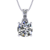 4 Prong Round Solitaire Simulated Diamond Necklace in Solid Sterling Silver with Pure Brilliance Zirconia