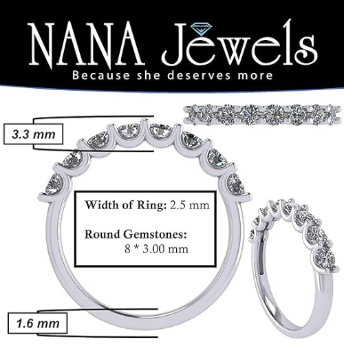 NANA Jewels 1.00ct Simulated Diamond Wedding Rings Anniversary Band, Wedding Sets for Women in Silver, 10K or 14K