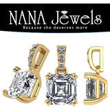 Nana Jewels Asscher Cut Simulate Diamond Solitaire Necklace With 22" Adjustable Box Chain- 7Mm(2Ct) Or 8Mm(3Ct) Look