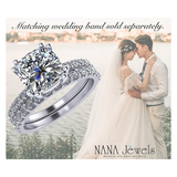 NANA Jewels 1.5-3CT Platinum Plated Sterling Silver Rings CZ Cubic Zirconia Cushion Cut Engagement Rings | 10K 14K Solid Gold