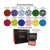 Central Diamond Center Princess Mothers Birthstone Ring w/Accent CZs on 3 Sides w/1-6 Simulated Gemstones in Silver, 10K or 14K Gold