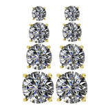 4 Pairs Stud Earrings Set, Hypoallergenic Pure Brilliance Cubic Zirconia 925 Sterling Silver, 4-6.5mm
