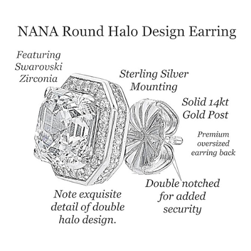 14K Solid Gold Post & Sterling Silver Asscher Cut Halo CZ Stud Earrings 0.80-4.00cttw Cubic Zirconia