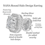 14K Solid Gold Post & Sterling Silver Asscher Cut Halo CZ Stud Earrings 0.80-4.00cttw Cubic Zirconia