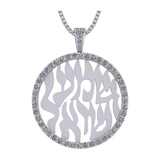 Central Diamond Center Shema Israel Partial Hebrew Prayer Pendant Necklace in Sterling Silver w/ Pure Brilliance Zirconia CZ