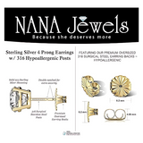 Simulated diamond studs with a brilliant round cut.