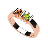 Central Diamond Center Straight Bar Couples 2 Stone Ring w/ Simulated Birthstones in Sterling Silver, 10K or 14K Gold