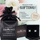 14K Gold Posts & Sterling Silver Princess Cut CZ Stud Earrings w/Pure Brilliance Zirconia, 1.50-4.00ctw