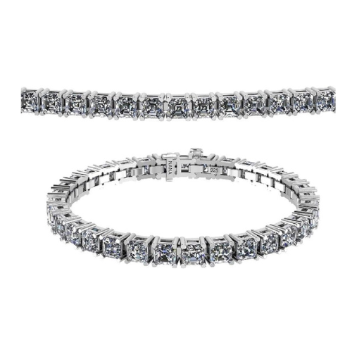 Nana Jewels Pure Brilliance Zirconia Asscher Cut Tennis Bracelet, 7" Or 8" In Gold Plated Sterling Silver, 13.00Ctw-53.00Ctw