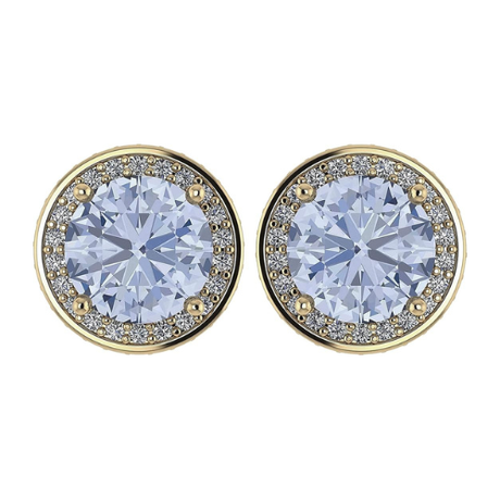 NANA Jewels Round Halo Simulated Aquamarine Pure Brilliance Zirconia Earrings & Necklace in Solid Sterling Silver