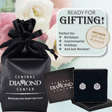Lucita Simulated Diamond Stud Earrings with Solid 14K Gold Posts & Sterling Silver Basket, 3 & 4 Prongs