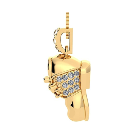 Central Diamond Center Solid 10k or 14K Gold Baby Shoe Charm or Pendant Necklace with Pure Brilliance Zirconia