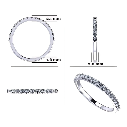 NANA Jewels Wedding Band Cubic Zirconia in 925 Sterling Silver 10K and 14K Gold Half Eternity Stackable Anniversary Ring Size 4-12