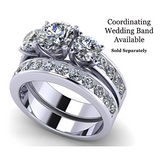 Central Diamond Center 3 Stone Past Present Future Ring your choice Gold-Silver Cz-2.50ctw & 3.50ctw