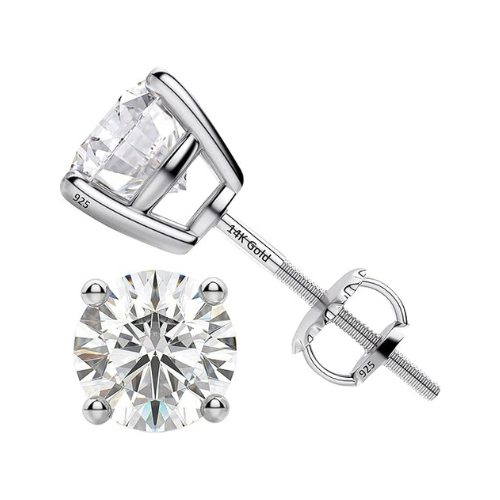0.20ct-0.30ct CVD-Lab-Grown Diamond Stud Earrings (E-F, VS-SI), Solid 14K Gold & Silver, Threaded or Friction Post