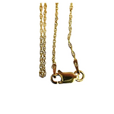 Close-up of a rose gold plated sterling silver rope chain.