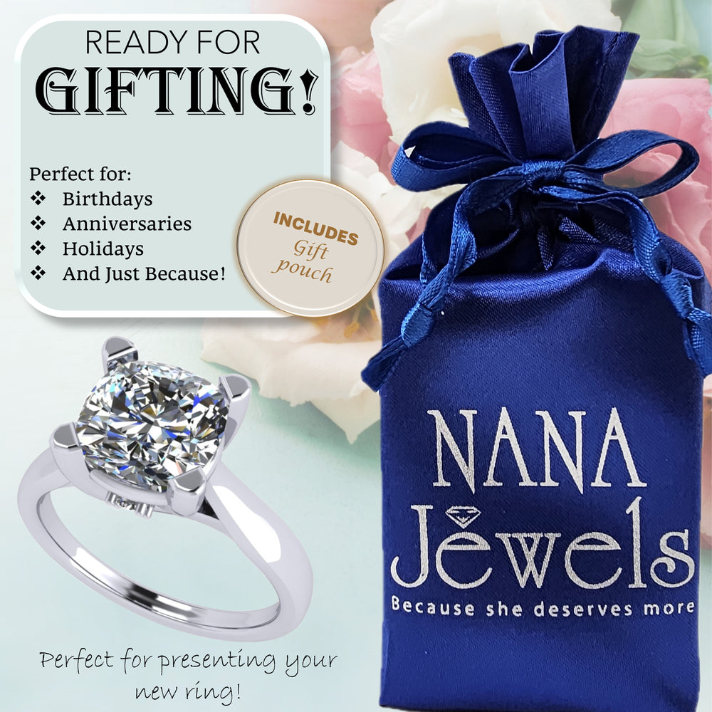 NANA Jewels 1to4ct Simulated Diamond Engagement ring Cushion Solitaire Lucita Cz & Silver
