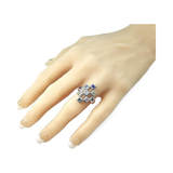 Central Diamond Center Sterling Silver Tic-Tac-Toe Mother's Ring w/ 1 to 9 Simulated Birthstones, Platinum Plated