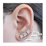 NANA Jewels Princess Cut Simulated Diamond Stud Earrings Silver & CZ 1.50ct - 4.00ct Hypoallergenic