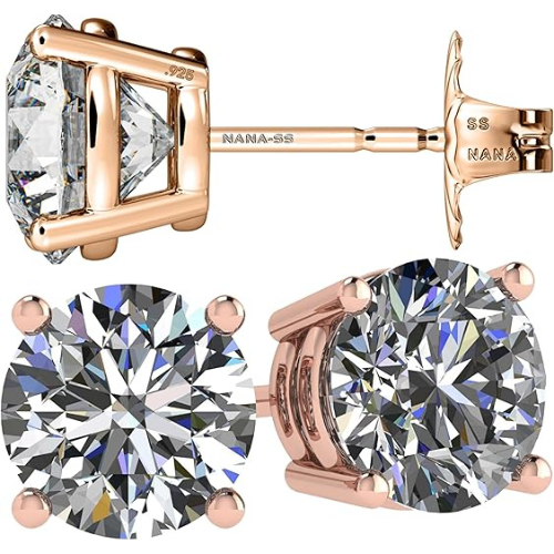 Simulated Diamond Stud Earrings Round Sterling Silver Hypoallergenic 0.30-8.00cttw