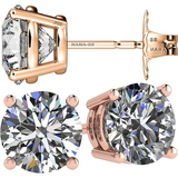 Simulated Diamond Stud Earrings Round Sterling Silver Hypoallergenic 0.30-8.00cttw