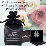 Central Diamond Center Double Square Dancing Gemstone Necklace for Women in Sterling Silver w/Pure Brilliance Zirconia