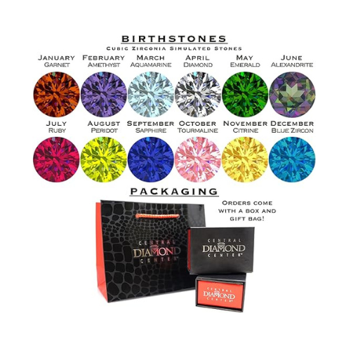 Central Diamond Center Shared Prong Couples 2 Stone Ring w/Simulated Birthstones in Sterling Silver, 10K or 14K Gold