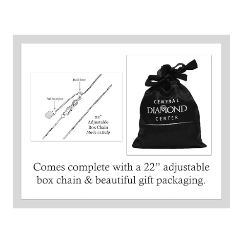 Central Diamond Center Customized & Personalized Birthstone Solitaire Necklace with simulated diamond Halo-925 Sterling Silver